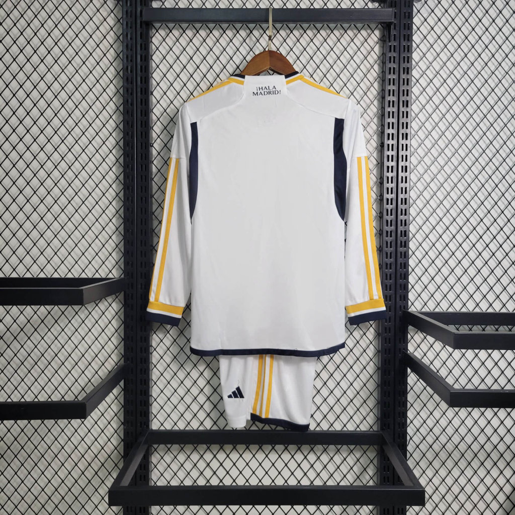 Real Madrid 23-24 Home Stadium Long Sleeve Kids Kit - SOCCERDEALSHOP