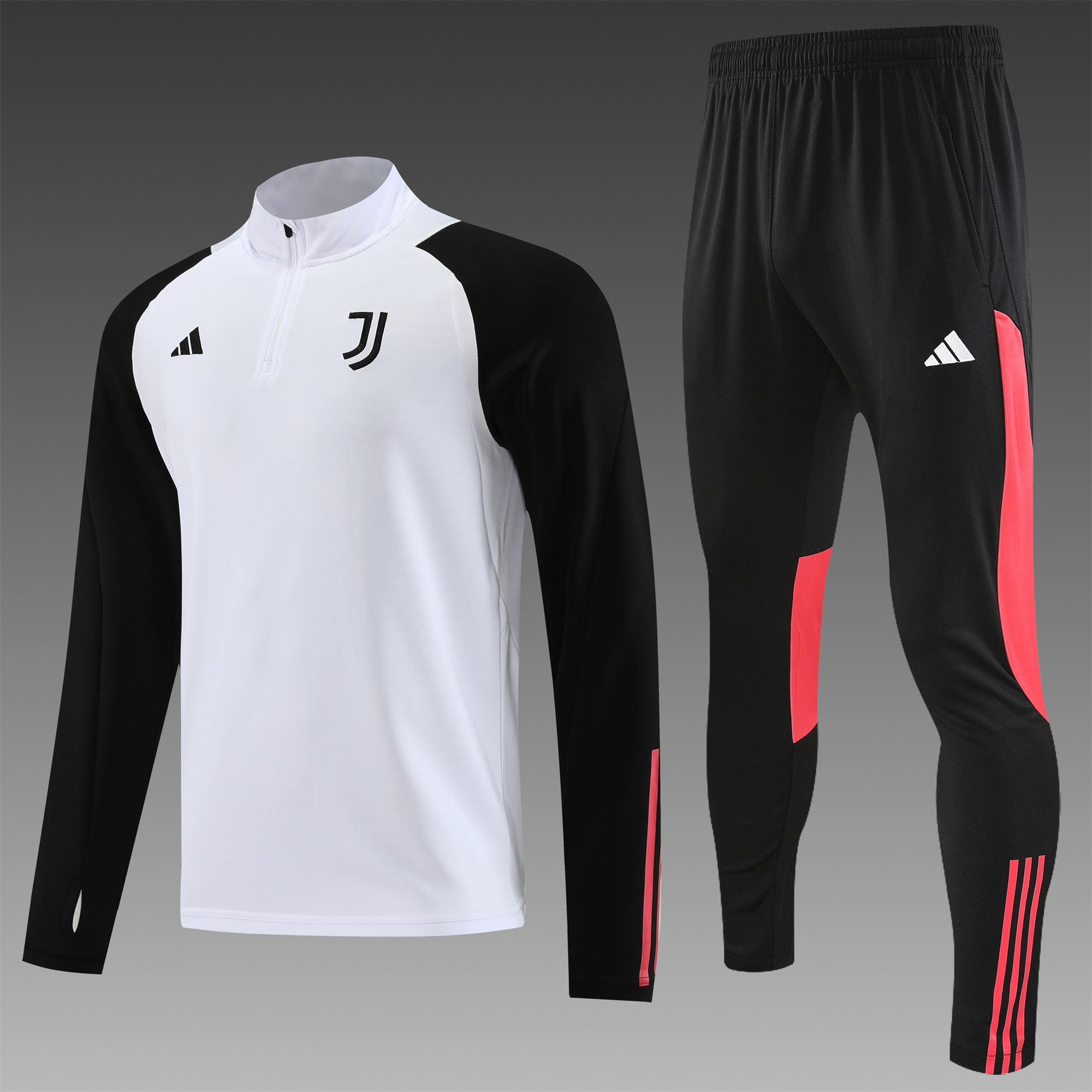 Juventus 23-24 Long Sleeve Training Set White Red - SOCCERDEALSHOP