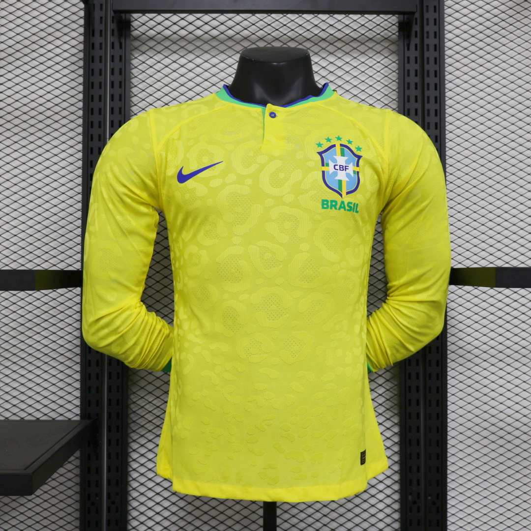Brazil 22-23 Home Long Sleeve Jersey - Player Version - SOCCERDEALSHOP