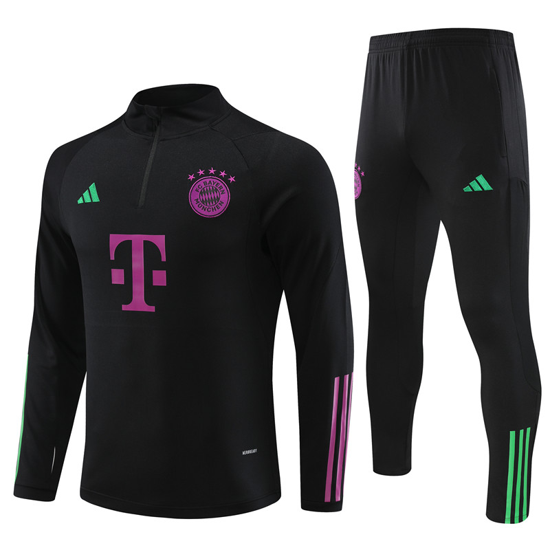 Bayern Munich 23-24 Kids Long Sleeve Training Set Black and Purple - SOCCERDEALSHOP