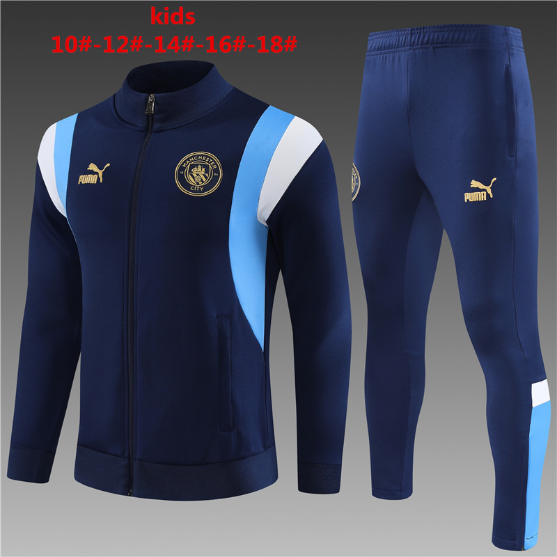 Manchester City 23-24 Kids Jacket Training Tracksuit - Royal Blue - SOCCERDEALSHOP