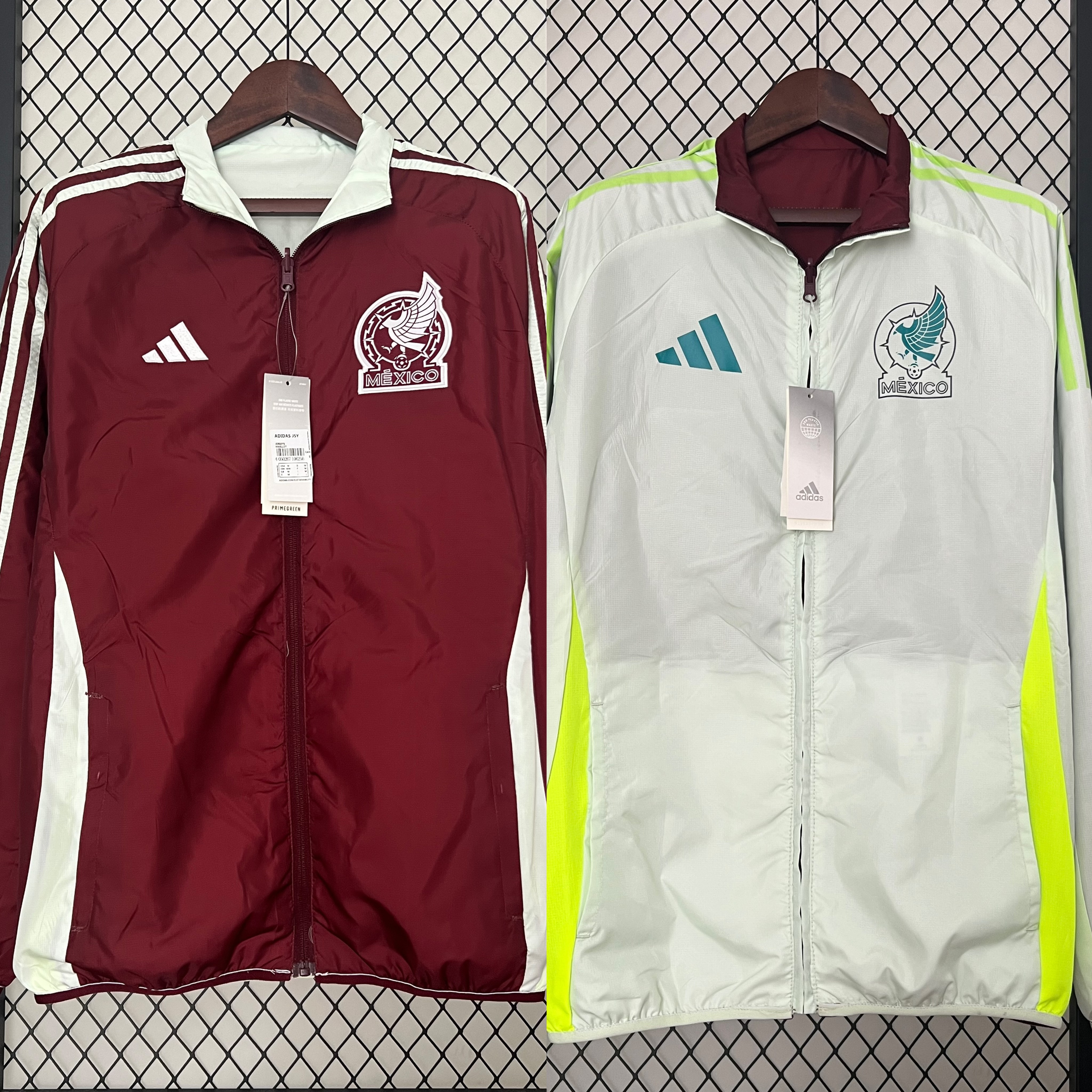 Mexico 2024 Double Sided Reversible Windbreaker - Red & Grey - SOCCERDEALSHOP