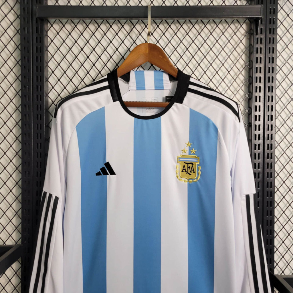 Argentina 3 Stars 22-23 Home Long Sleeve Jersey - Fans Version - SOCCERDEALSHOP