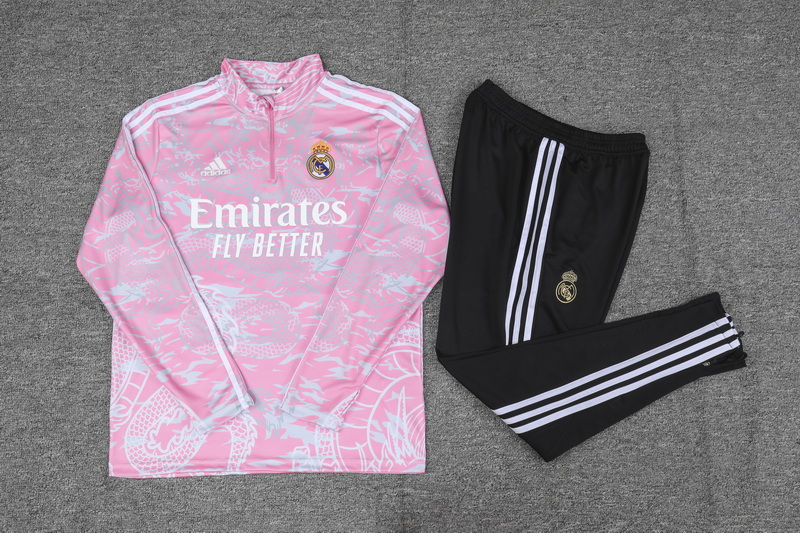 Real Madrid 23-24 Kids Long Sleeve Training Set Pink - SOCCERDEALSHOP