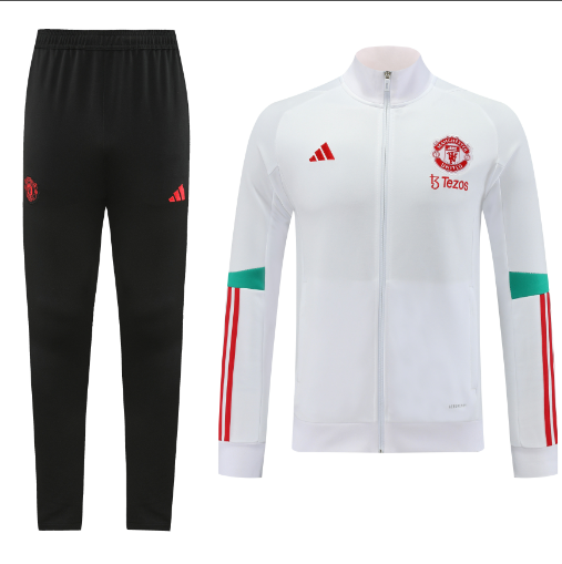 Manchester United 23-24 Jacket Training Tracksuit - White - SOCCERDEALSHOP