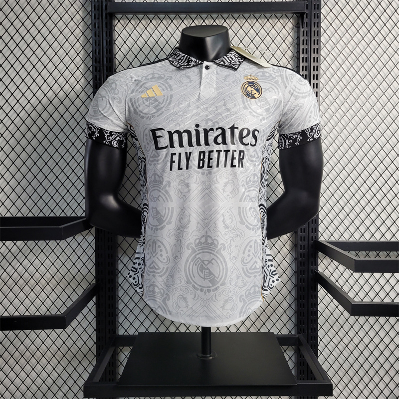 Real Madrid 23-24 White Black Jersey - Player Version - SOCCERDEALSHOP