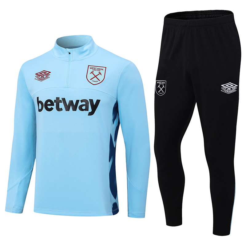 West Ham United 23-24 Long Sleeve Training Set -Light Blue - SOCCERDEALSHOP