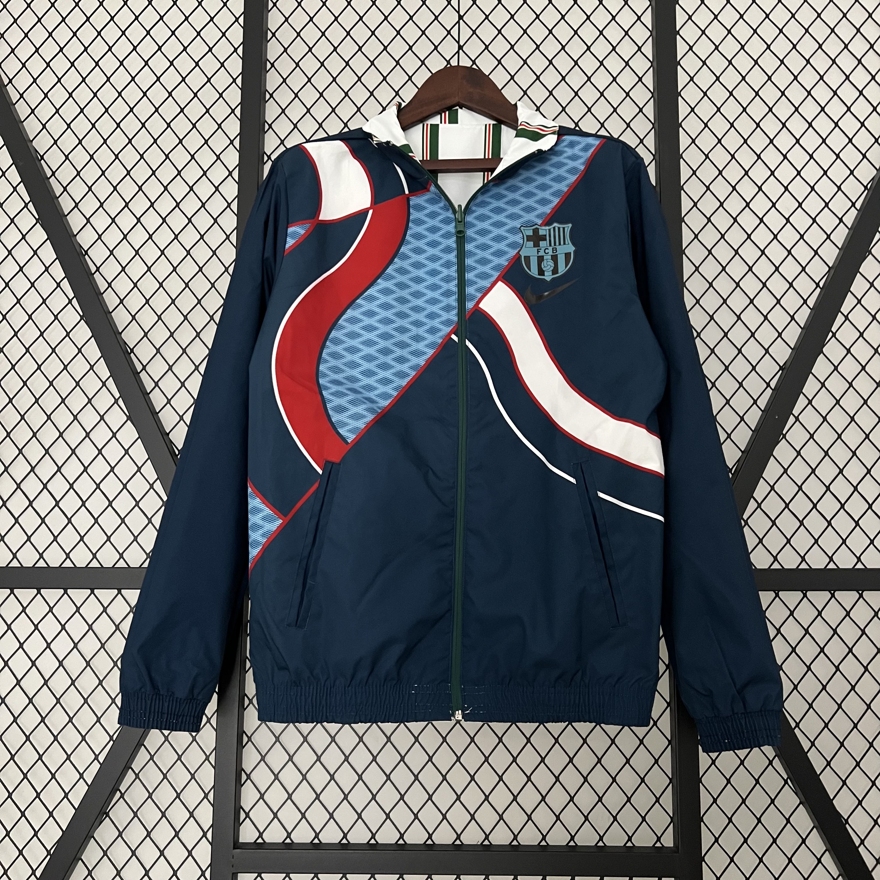 B.A.R.S.A 23-24 Player Reversible Windbreaker - White & Blue - SOCCERDEALSHOP