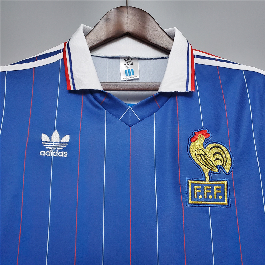 Retro France 1982 Home Stadium Jersey - SOCCERDEALSHOP