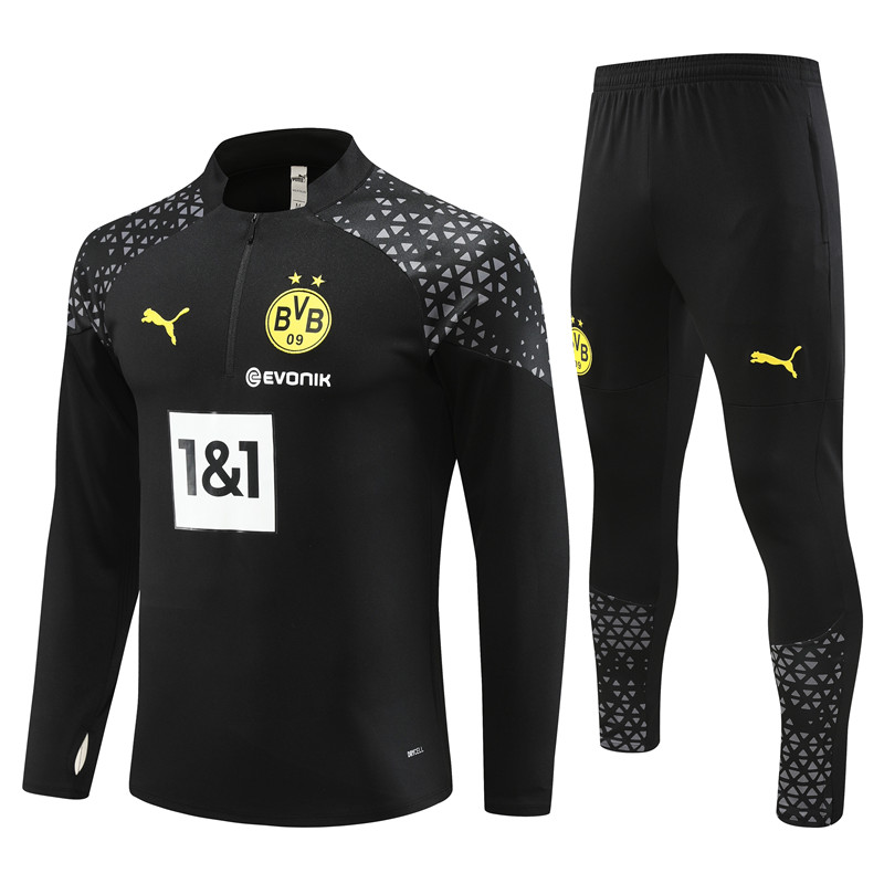 Dortmund 23-24 Kids Long Sleeve Training Set Black - SOCCERDEALSHOP