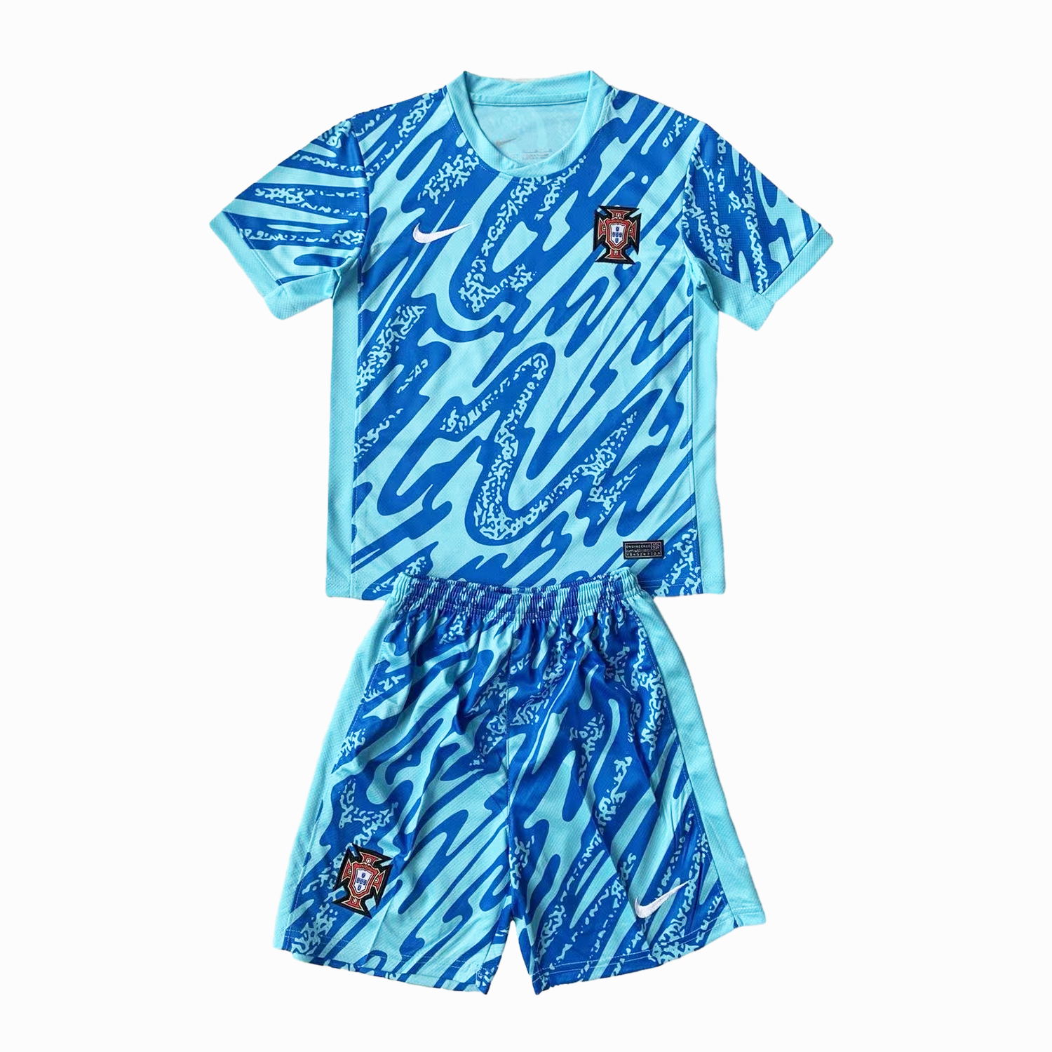 Portugal 2024 Goalkeeper Kids Kit - Lake Blue - SOCCERDEALSHOP