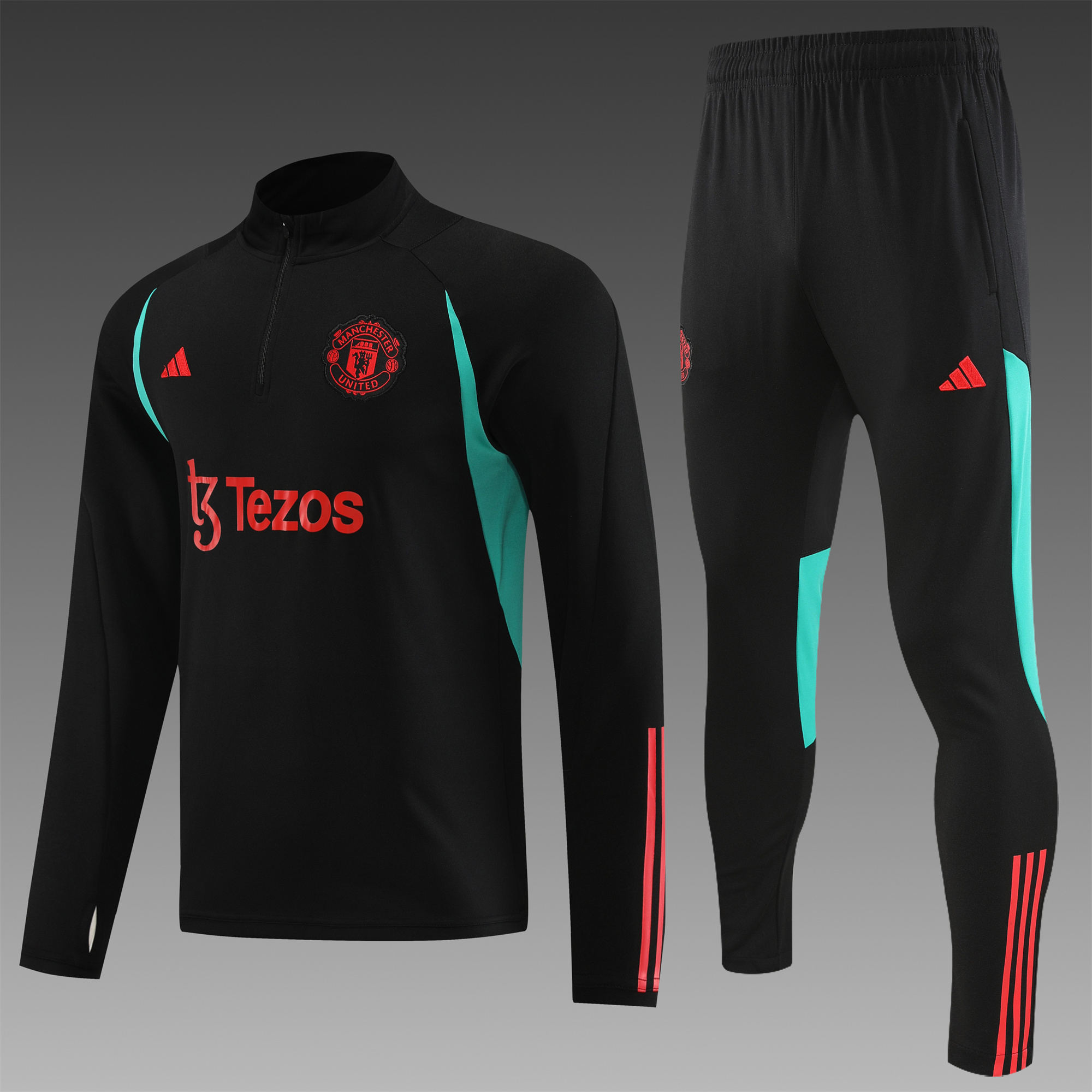 Manchester United 23-24 Long Sleeve Training Set Black - SOCCERDEALSHOP