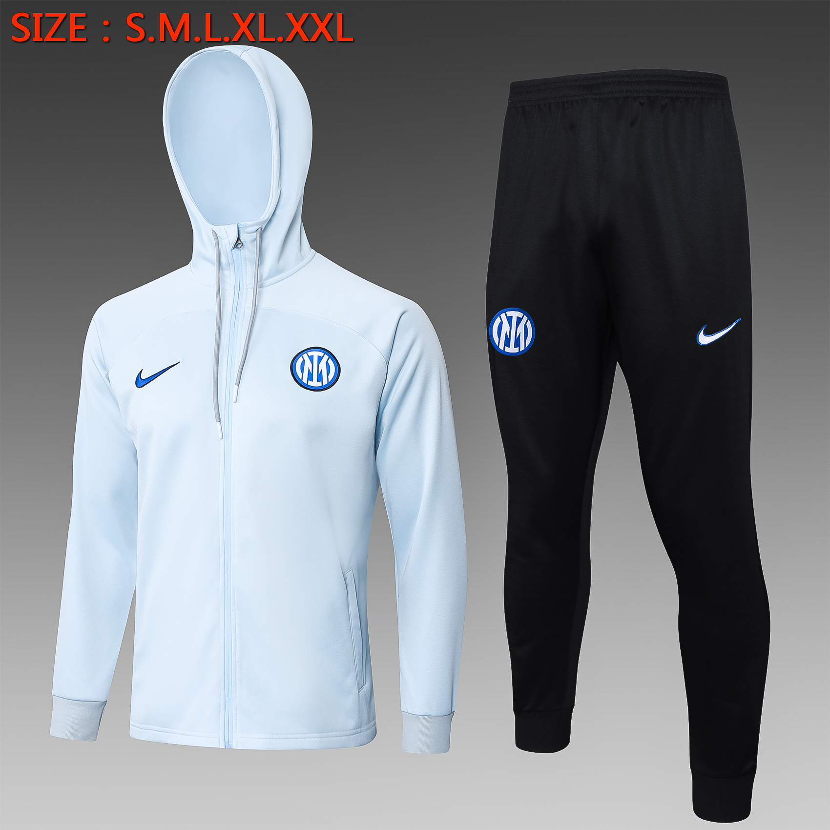 Inter Milan 23-24 Men's Training Hoodie + Pants - Light Blue - SOCCERDEALSHOP