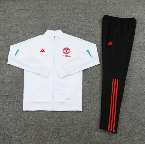 Manchester United 23-24 Jacket Training Tracksuit - White - SOCCERDEALSHOP