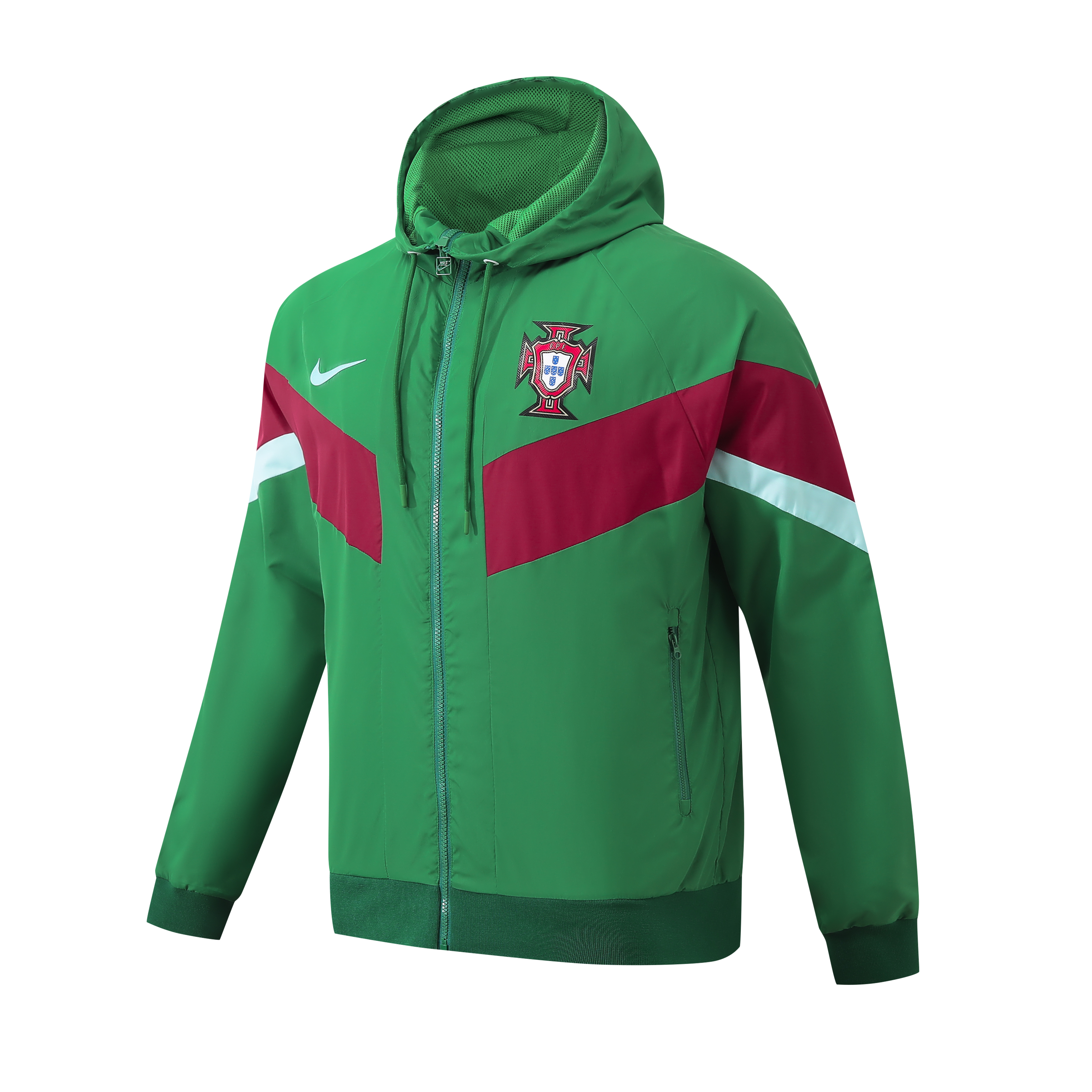 Portugal 2024 National Team Anthem Green Hooded Windbreaker - Player Version - SOCCERDEALSHOP