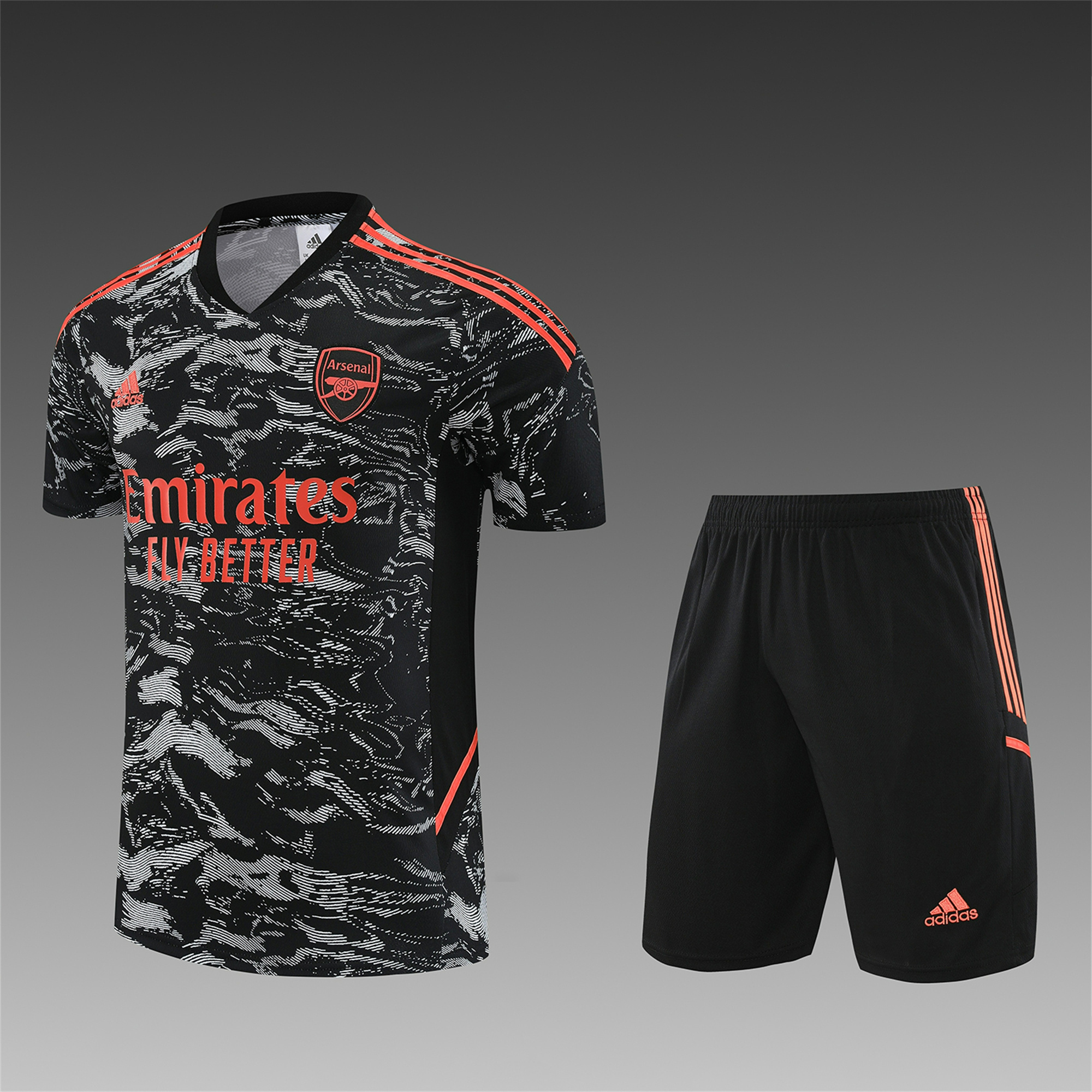 Arsenal 23-24 Short-Sleeve Training Set - Black & Orange - SOCCERDEALSHOP