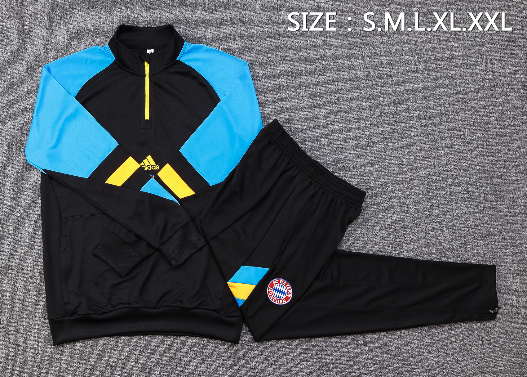 Bayern Munich 23-24 Long Sleeve Training Set -Black and Blue - SOCCERDEALSHOP