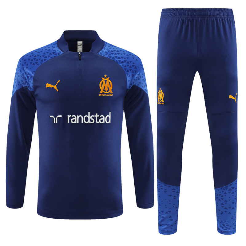 Marseille 23-24 Kids Long Sleeve Training Set Royal Rlue - SOCCERDEALSHOP
