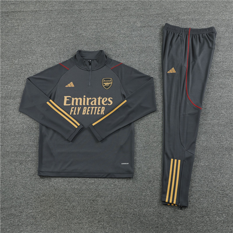 Arsenal 23-24 Kids Long Sleeve Training Set Dark Grey - SOCCERDEALSHOP