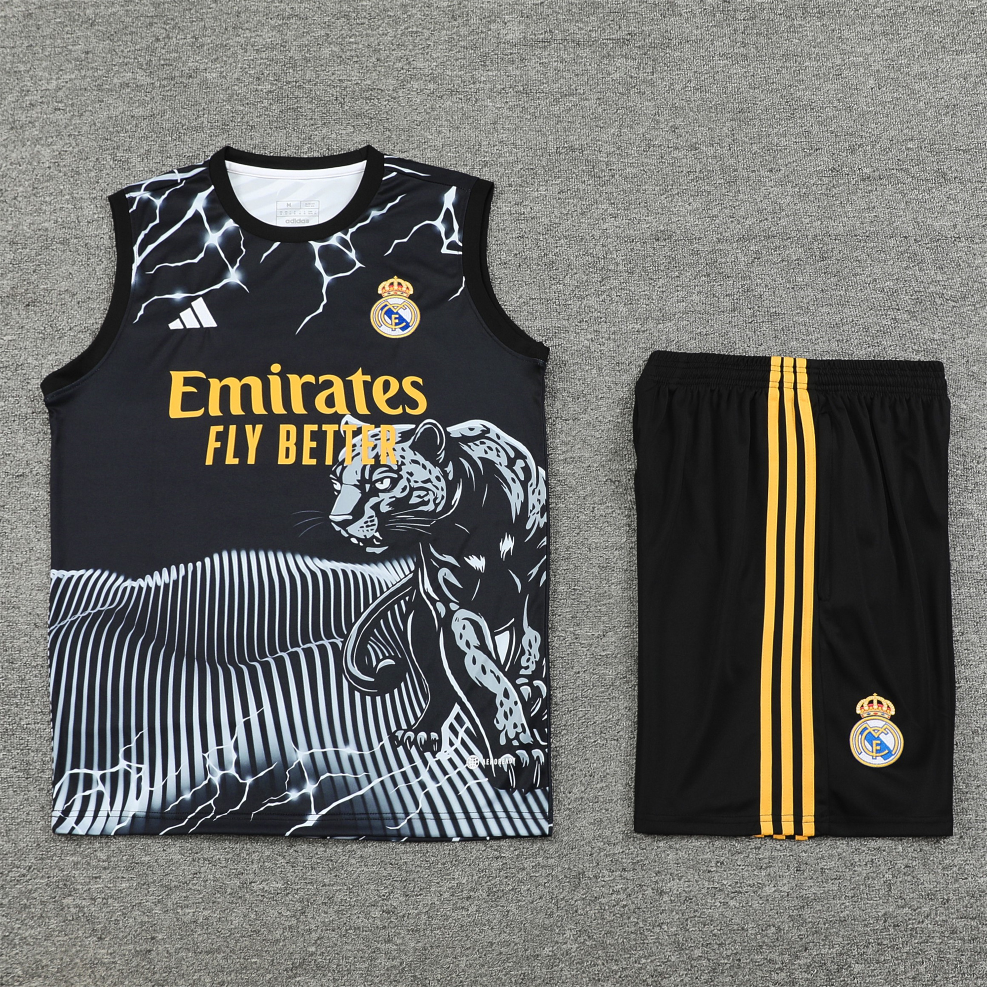 Real Madrid 24-25 Vest Training Set - White & Black Leopard - SOCCERDEALSHOP