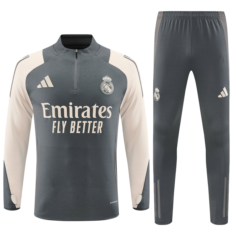 Real Madrid 24-25 Long Sleeve Training Set - Deep Grey - SOCCERDEALSHOP
