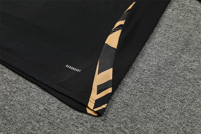 Real Madrid 24-25 Short-Sleeve Training Kids Kit - Black Gold - SOCCERDEALSHOP