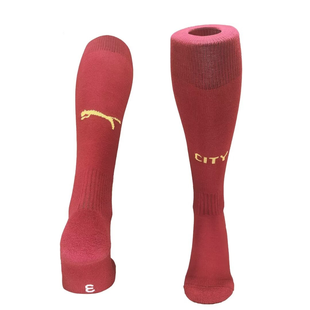 Manchester City 24-25 Third Socks - Red - SOCCERDEALSHOP