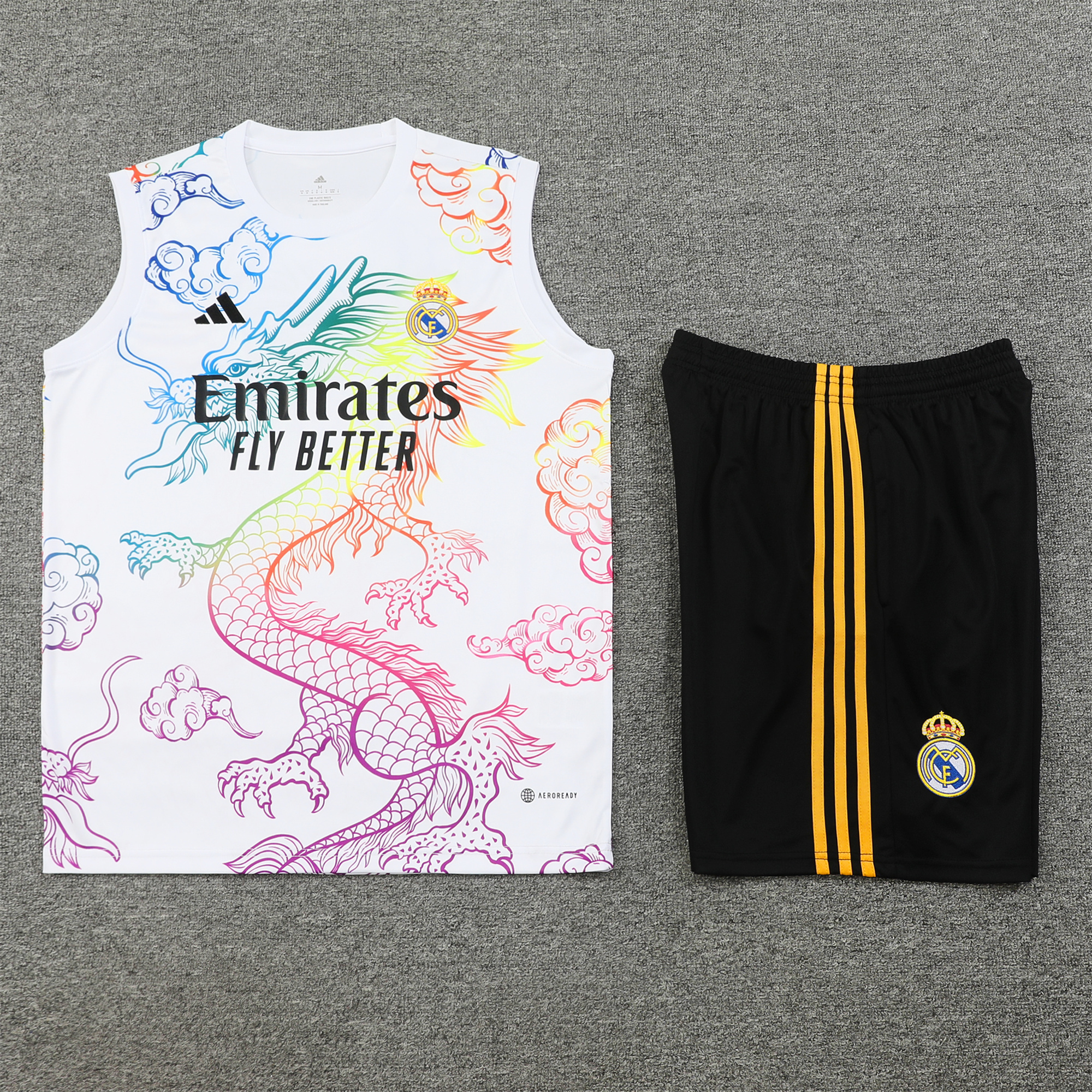 Real Madrid 24-25 Vest Training Set - White Dragon - SOCCERDEALSHOP