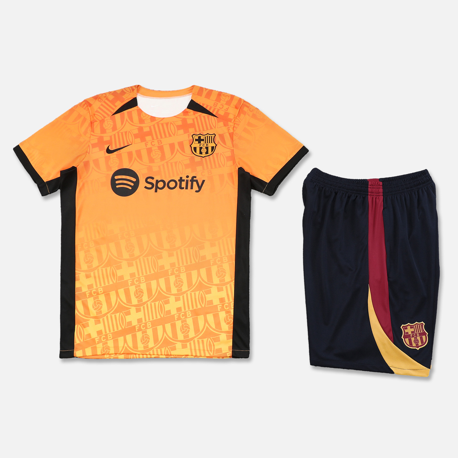 B.A.R.S.A 24-25 Short-Sleeve Training Set - Orange Top & Black Shorts - SOCCERDEALSHOP