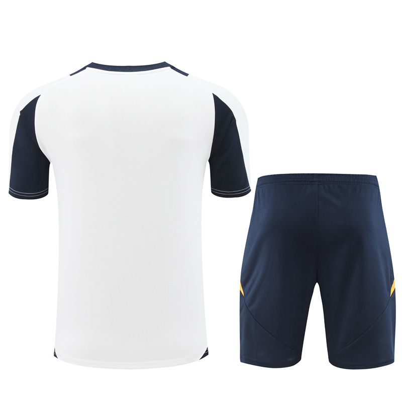 Real Madrid 24-25 Short-Sleeve Training Set - White & Deep Blue - SOCCERDEALSHOP