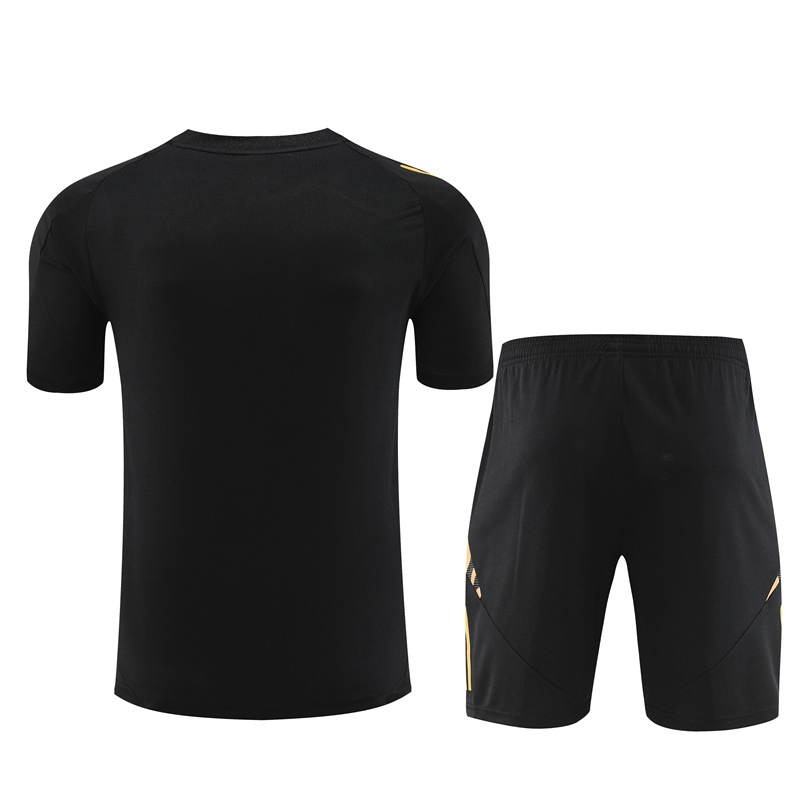 Real Madrid 24-25 Short-Sleeve Training Set - Black Gold - SOCCERDEALSHOP