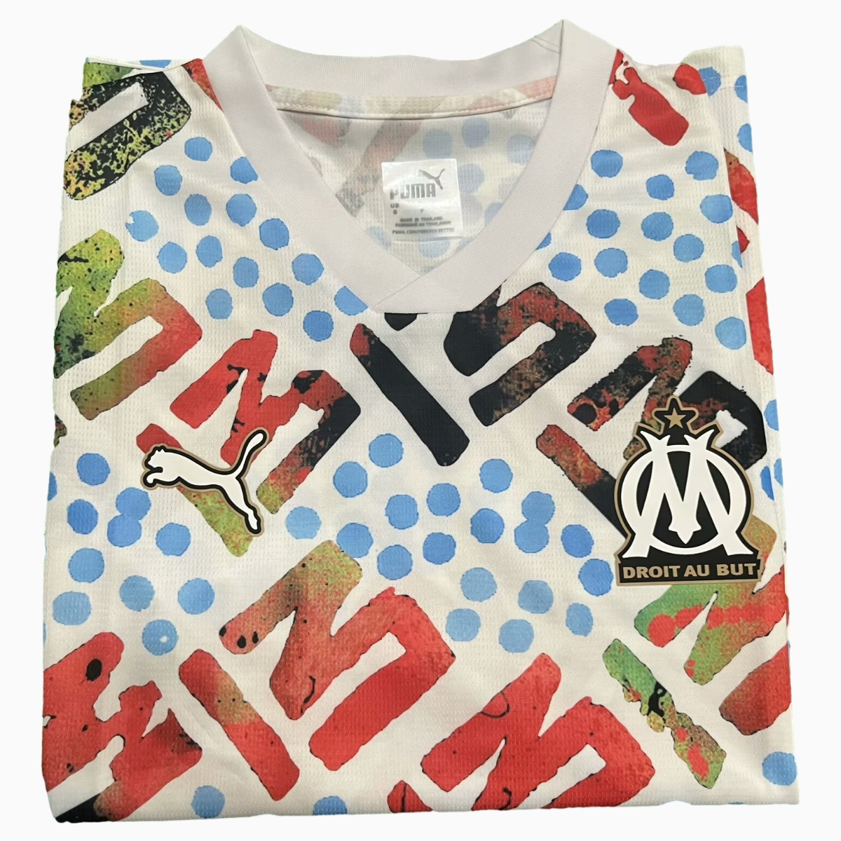 Marseille 24-25 White Graffiti Pre-match Training Jersey - Fans Version - SOCCERDEALSHOP