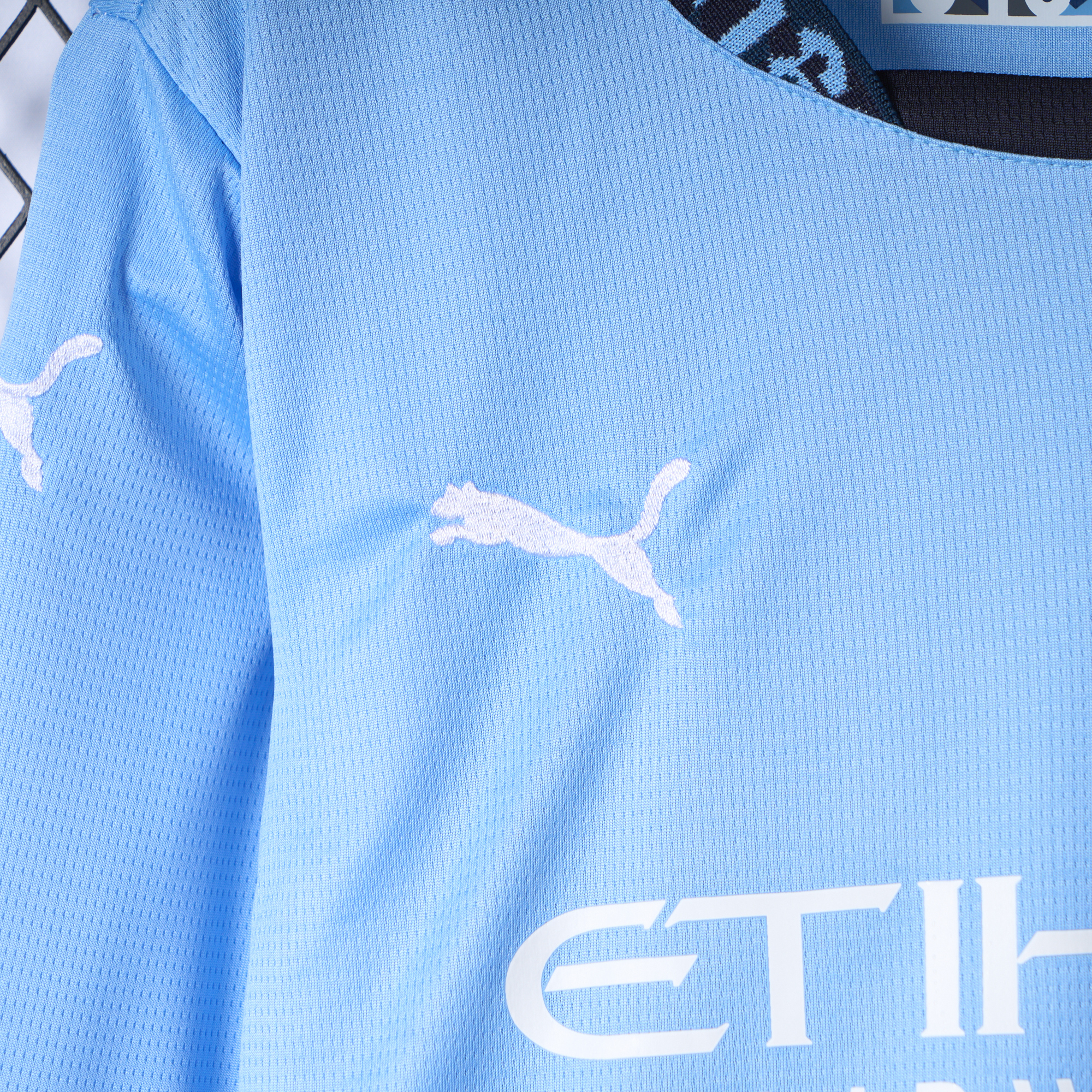 Manchester City 24-25 Home Long Sleeve Kids Kit - SOCCERDEALSHOP