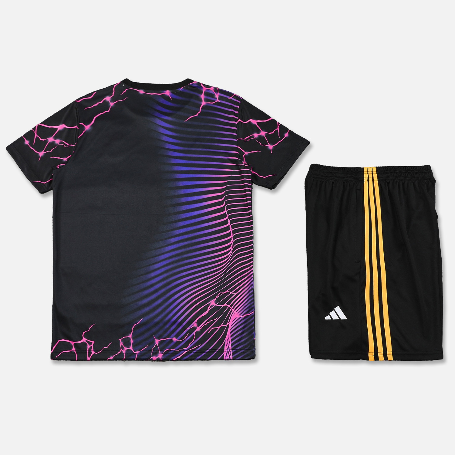 Real Madrid 24-25 Short-Sleeve Training Set - Purple Leopard Top & Black Shorts - SOCCERDEALSHOP