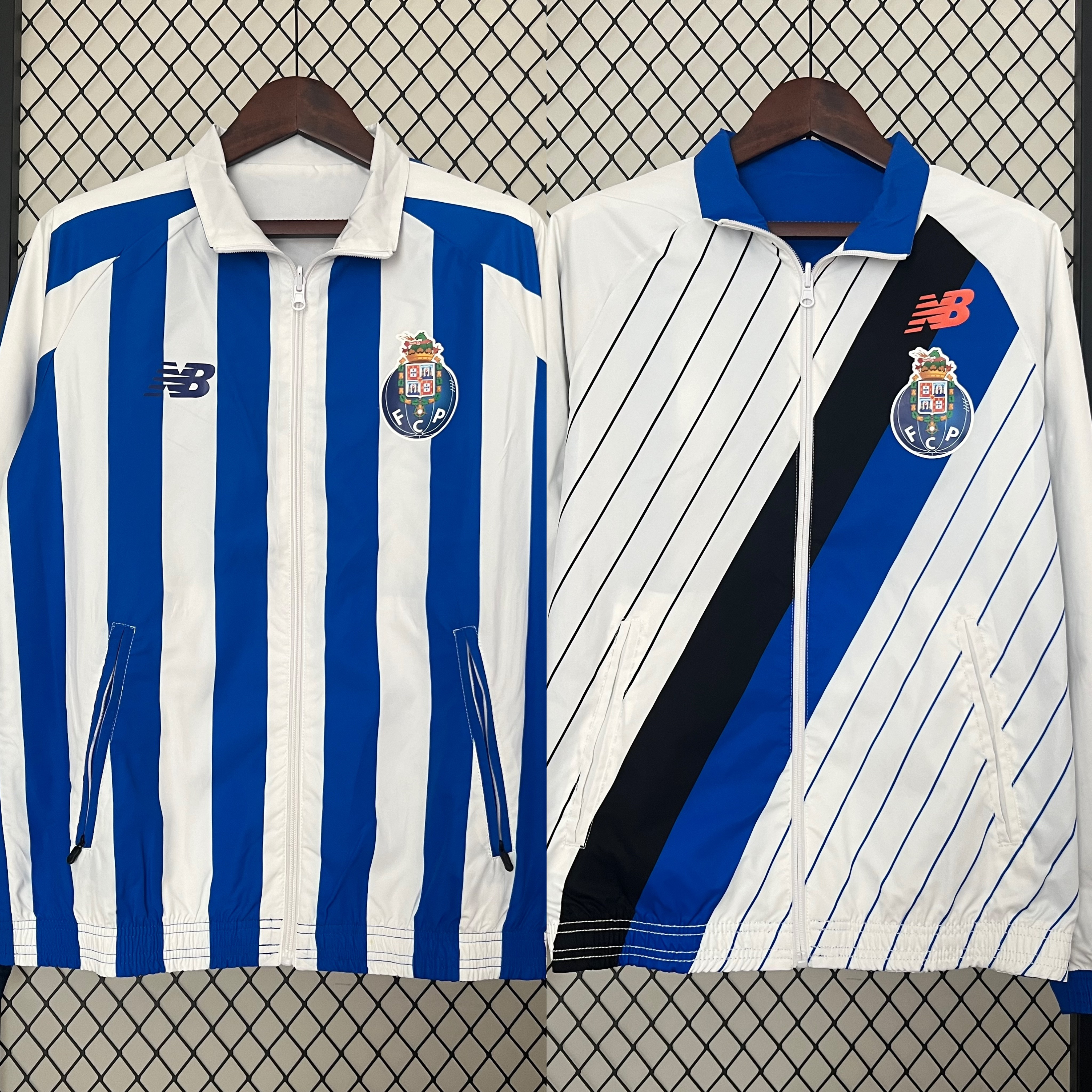 Porto 24-25 Double Sided Reversible Windbreaker - Blue & White - SOCCERDEALSHOP