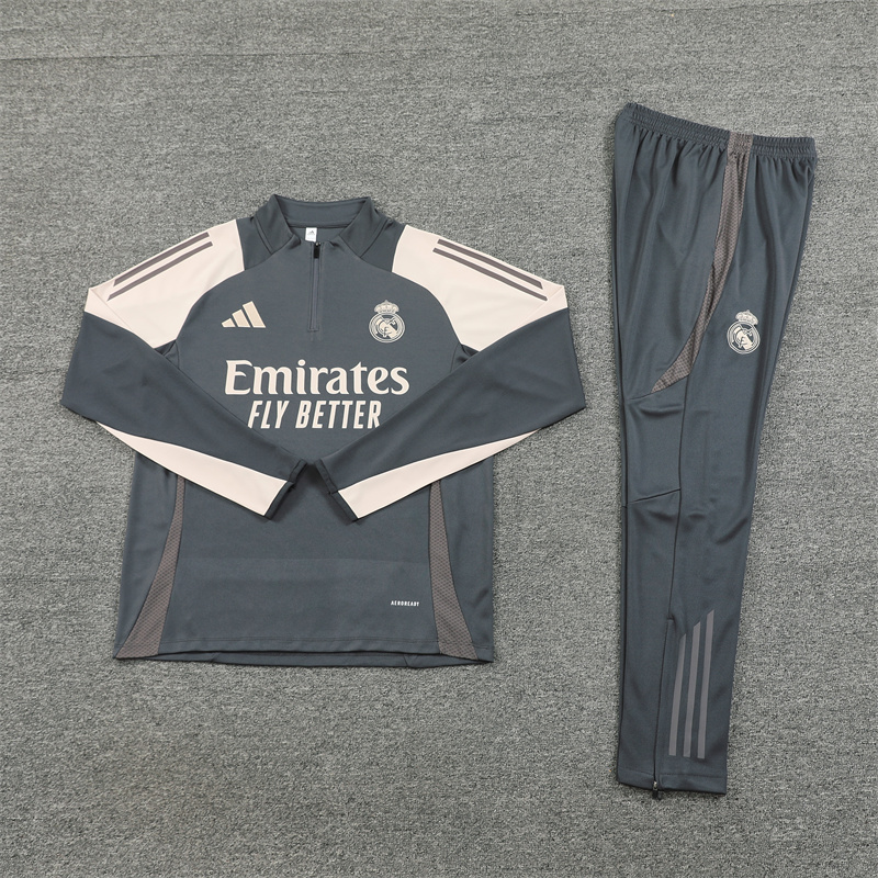 Real Madrid 24-25 Kids Long Sleeve Training Set - Deep Grey - SOCCERDEALSHOP
