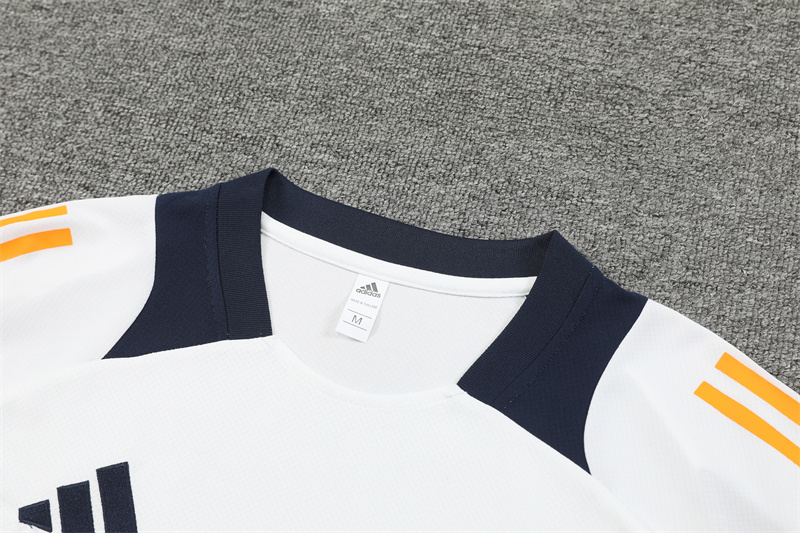 Real Madrid 24-25 Short-Sleeve Training Kids Kit - White & Deep Blue - SOCCERDEALSHOP