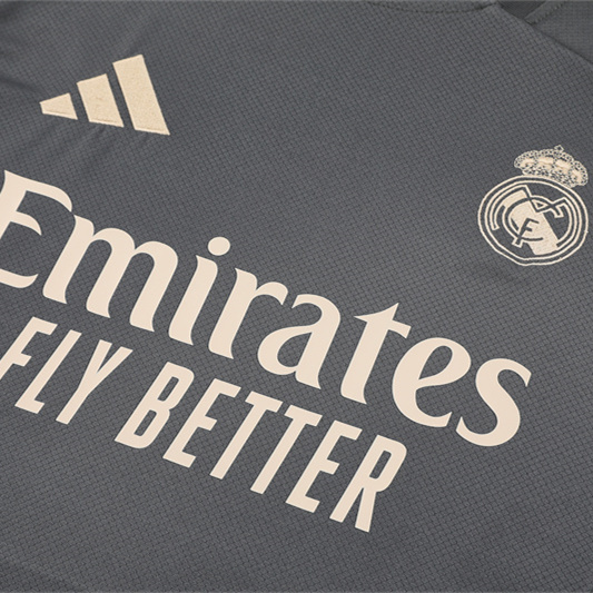 Real Madrid 24-25 Kids Short-Sleeve Training Set - Deep Grey - SOCCERDEALSHOP