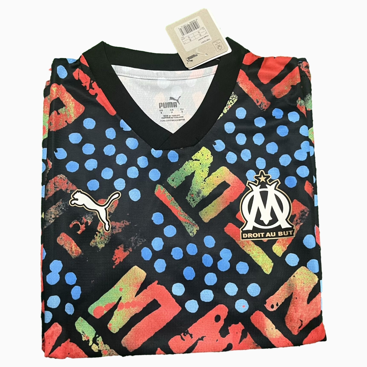 Marseille 24-25 Black Graffiti Pre-match Training Jersey - Fans Version - SOCCERDEALSHOP