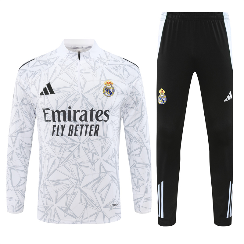 Real Madrid 24-25 Long Sleeve Training Set - White Camouflage - SOCCERDEALSHOP