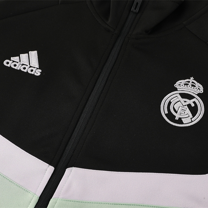 Real Madrid 24-25 Originals LFSTLR Jacket Training Tracksuit - Black and Light Green - SOCCERDEALSHOP