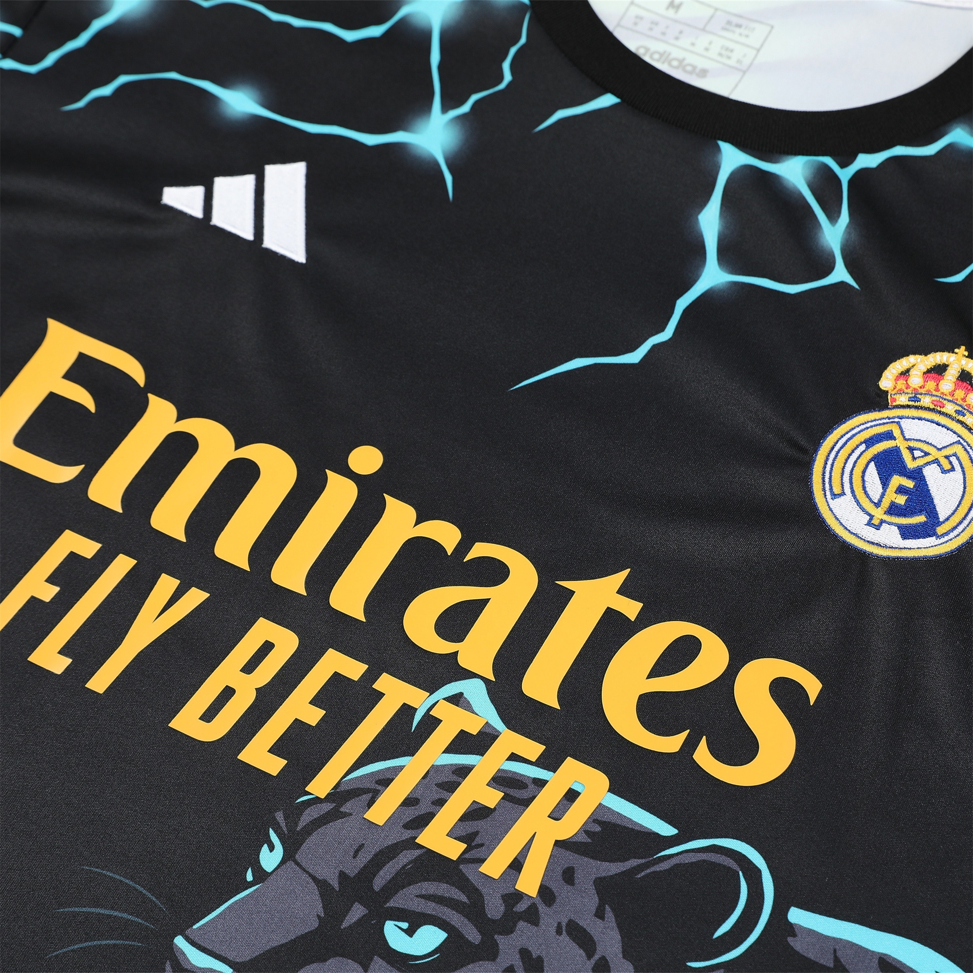 Real Madrid 24-25 Short-Sleeve Training Set - Green Leopard Top & Black Shorts - SOCCERDEALSHOP