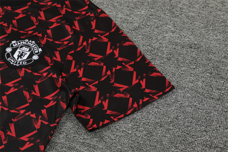 Manchester United 24-25 Short-Sleeve Training Kids Kit - Black Red Camouflage - SOCCERDEALSHOP