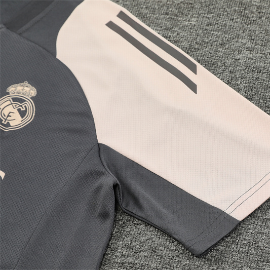 Real Madrid 24-25 Kids Short-Sleeve Training Set - Deep Grey - SOCCERDEALSHOP