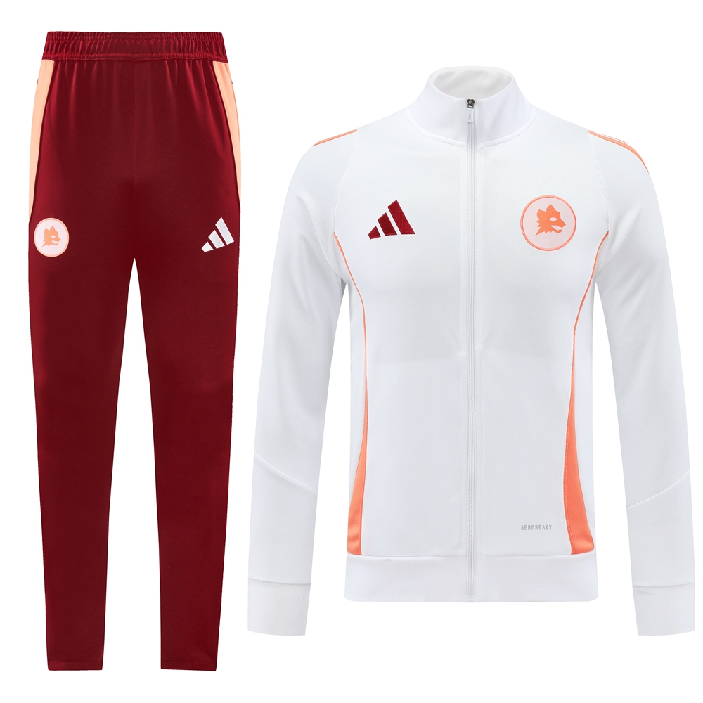 AS Roma 24-25 Originals LFSTLR Jacket Training Tracksuit - White Top and Red Pant - SOCCERDEALSHOP