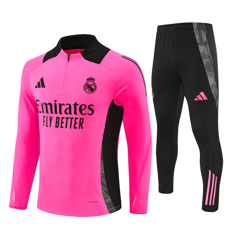 Real Madrid 24-25 Long Sleeve Training Set - Rose Red - SOCCERDEALSHOP