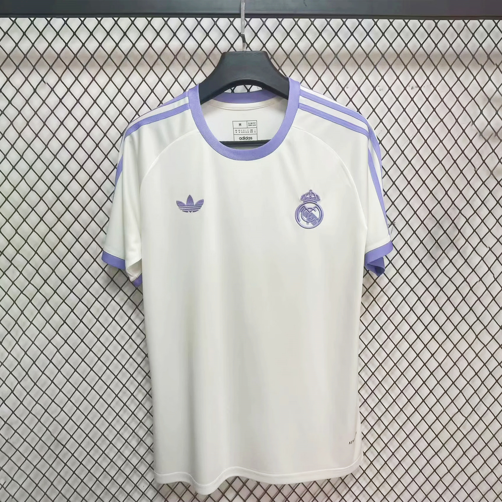 Real Madrid 24-25 Vintage Trefoil White and Purple Men's T-Shirt - SOCCERDEALSHOP