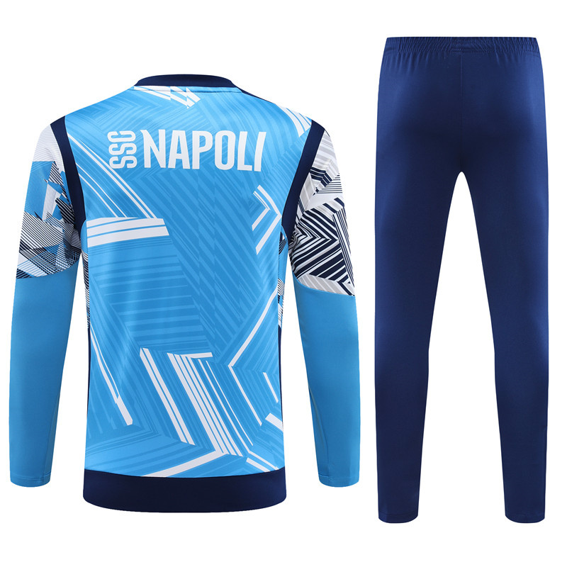 Napoli 24-25 Pre-Match Long Sleeve Training Set - Light Blue Top and Deep Blue Pants - SOCCERDEALSHOP