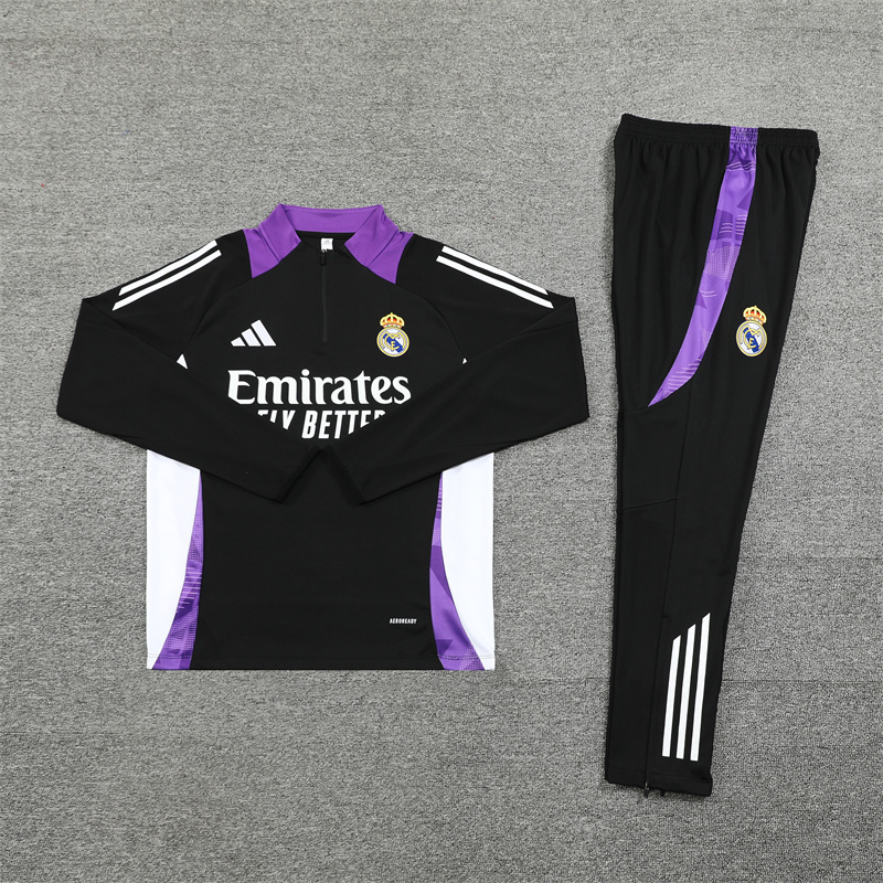 Real Madrid 24-25 Long Sleeve Training Set - Black and Purple - SOCCERDEALSHOP