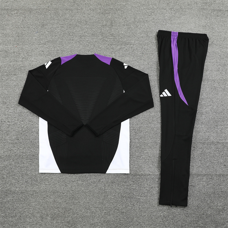 Real Madrid 24-25 Long Sleeve Training Set - Player Version - Black and Purple - SOCCERDEALSHOP